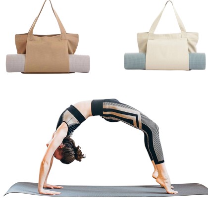 Canvas Yoga Mat Bag with Inner Zip Pocket